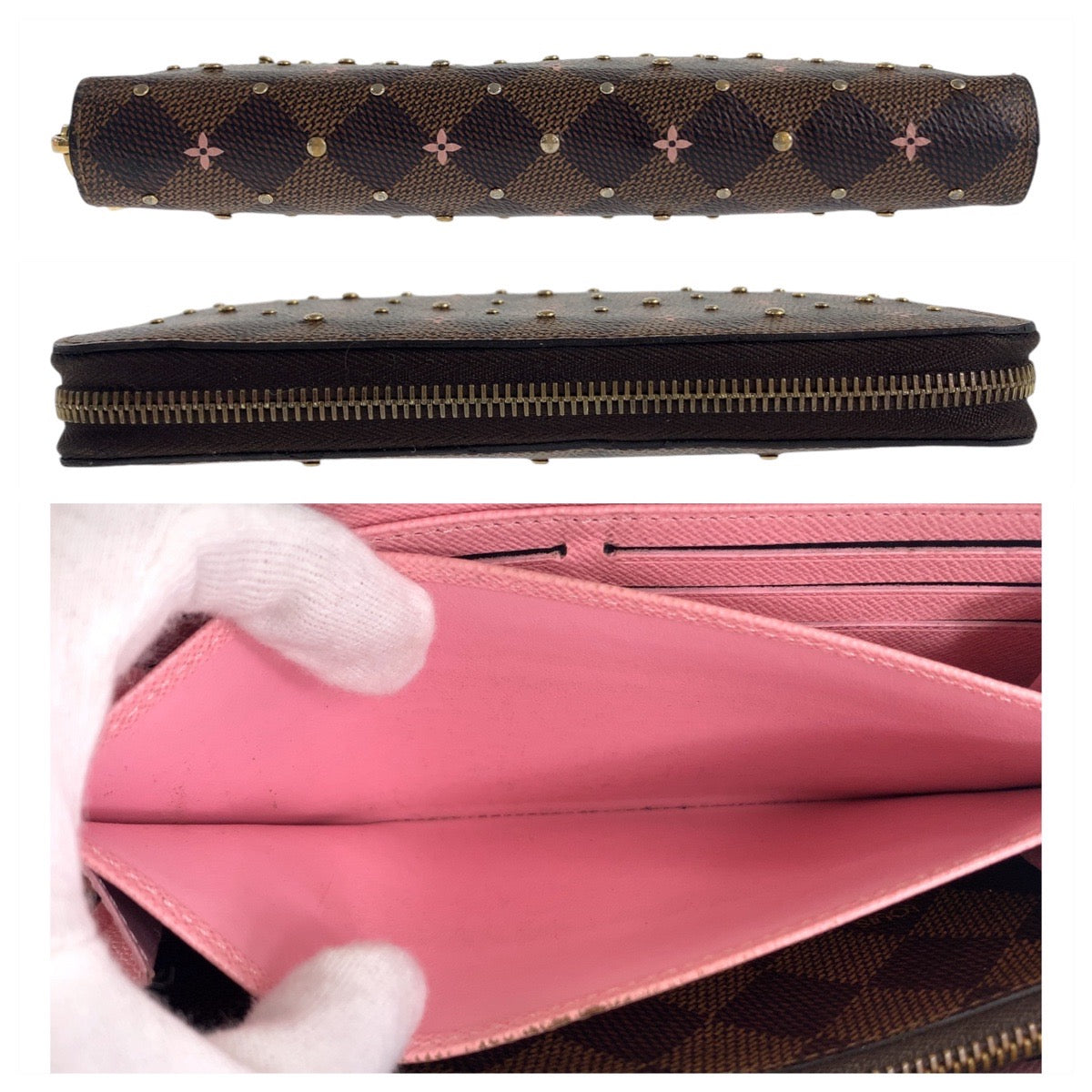 112137
LOUIS VUITTON ルイヴィトン ダミエ ジッピーウォレット ブラウン ゴールド金具 PVC N60473 長財布 ロングウォレット  レディース
