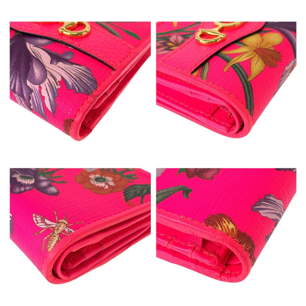 112135
GUCCI グッチ フローラ ズゥミ ピンク ショッキングピンク ゴールド金具 PVC 0959 536353 折財布 コンパクトウォレット  レディース