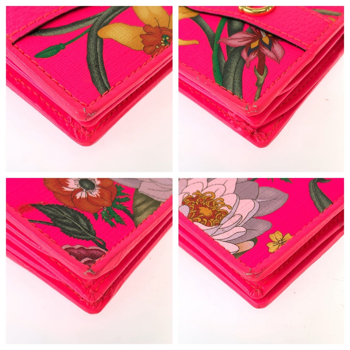 112135
GUCCI グッチ フローラ ズゥミ ピンク ショッキングピンク ゴールド金具 PVC 0959 536353 折財布 コンパクトウォレット  レディース