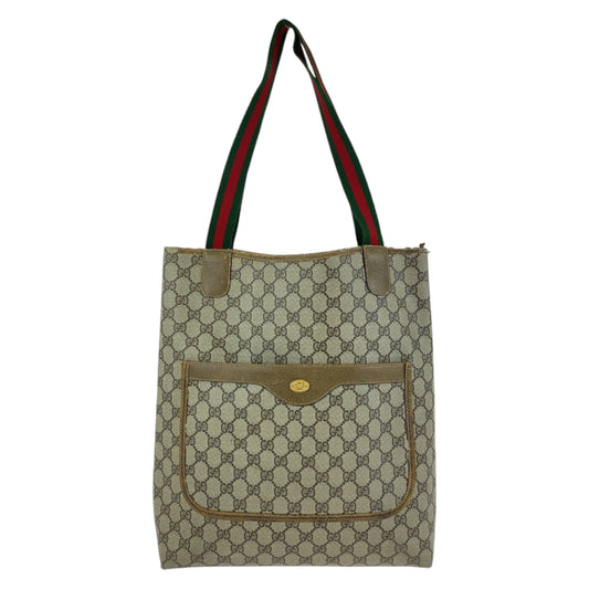 112134
GUCCI グッチ ヴィンテージ オールドグッチ シェリーライン インターロッキング ブラウン グレー ゴールド金具 GGスプリームキャンバス / レザー 39 02 003 トートバッグ ショルダーバッグ 男女兼用  レディース
