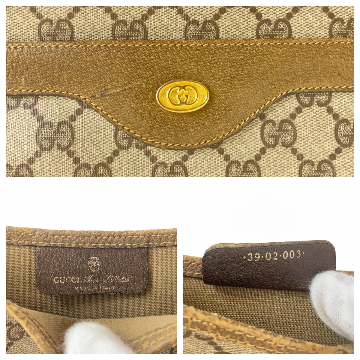 112134
GUCCI グッチ ヴィンテージ オールドグッチ シェリーライン インターロッキング ブラウン グレー ゴールド金具 GGスプリームキャンバス / レザー 39 02 003 トートバッグ ショルダーバッグ 男女兼用  レディース