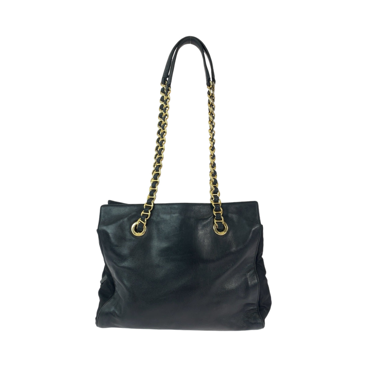 12131
PRADA プラダ ヴィンテージ ロゴ型押し ブラック 黒 ゴールド金具 レザー B4328 トートバッグ ショルダーバッグ  レディース AB33