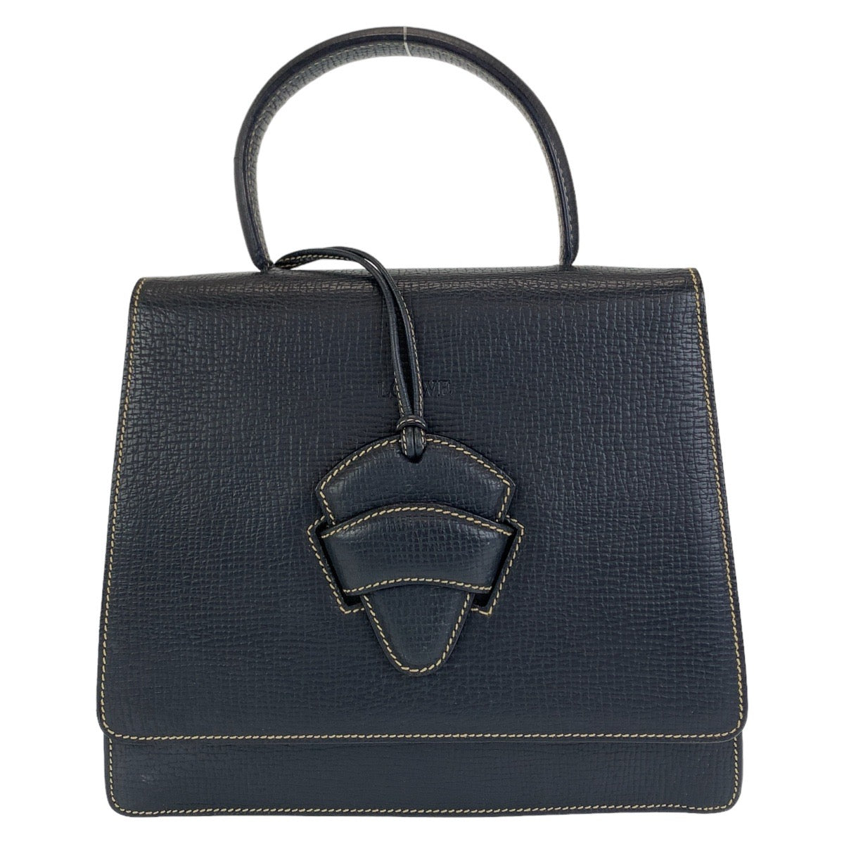 12127
LOEWE ロエベ ヴィンテージ バルセロナ ネイビー レザー ハンドバッグ  レディース