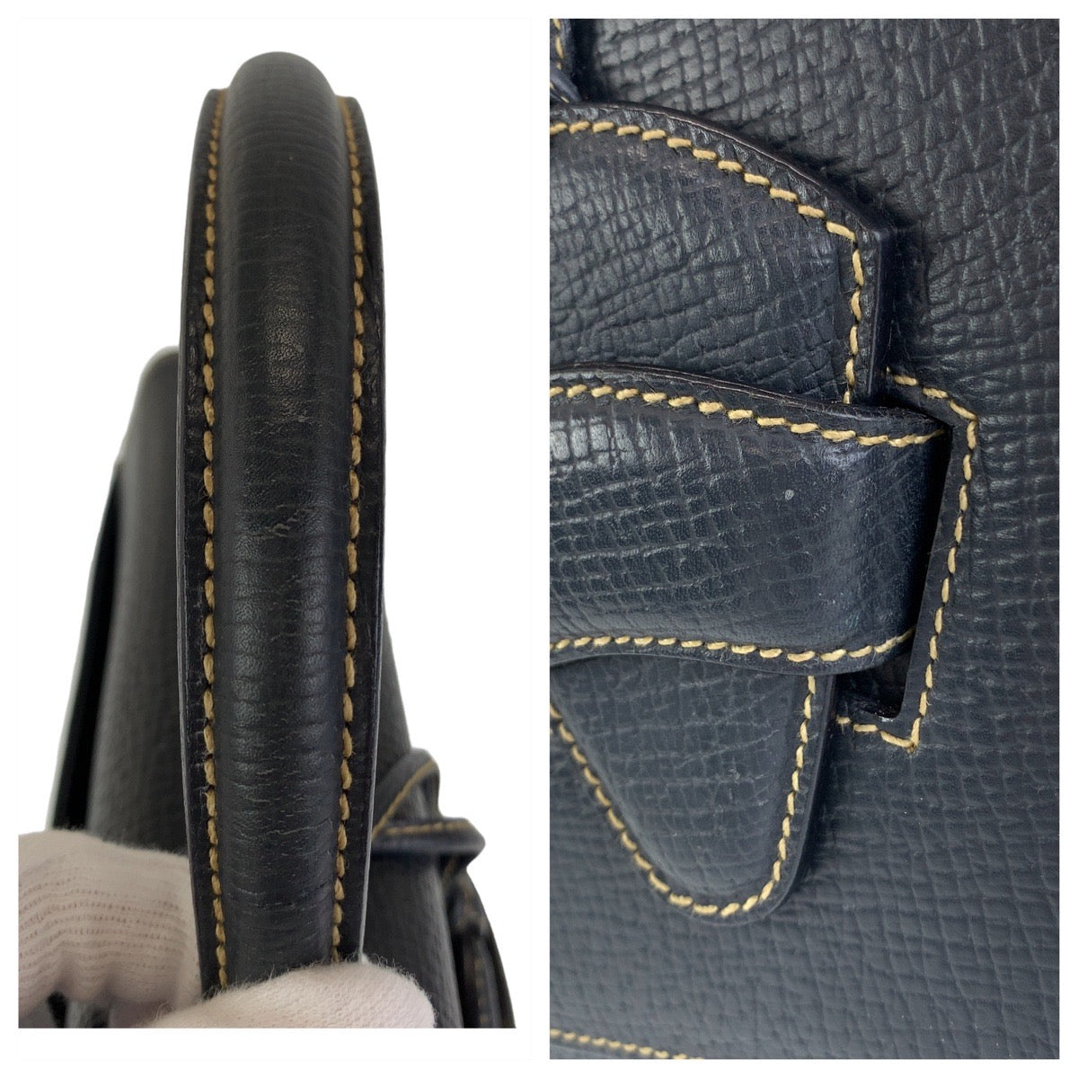 12127
LOEWE ロエベ ヴィンテージ バルセロナ ネイビー レザー ハンドバッグ  レディース