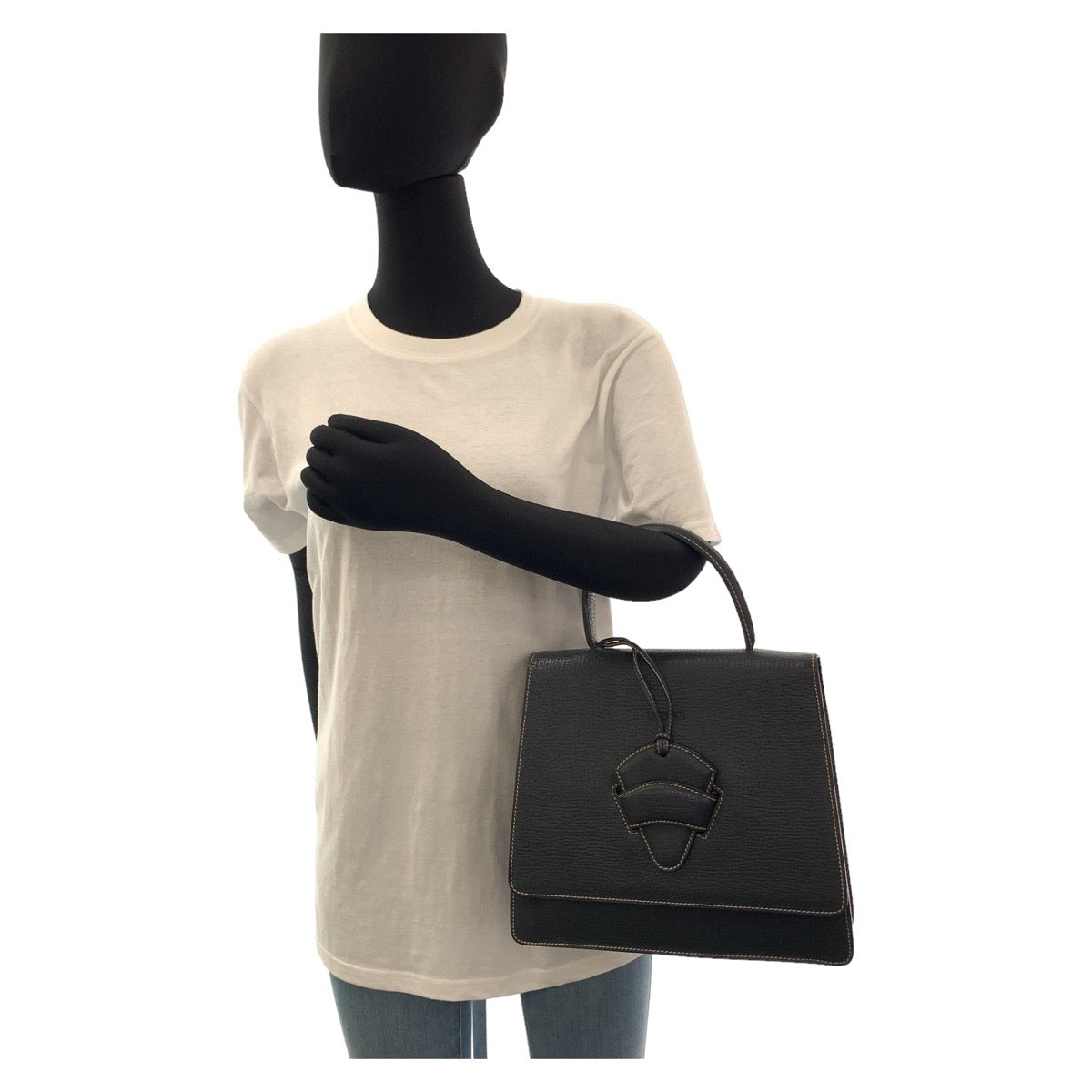 17992
LOEWE ロエベ ヴィンテージ バルセロナ ネイビー レザー ハンドバッグ  レディース AB40