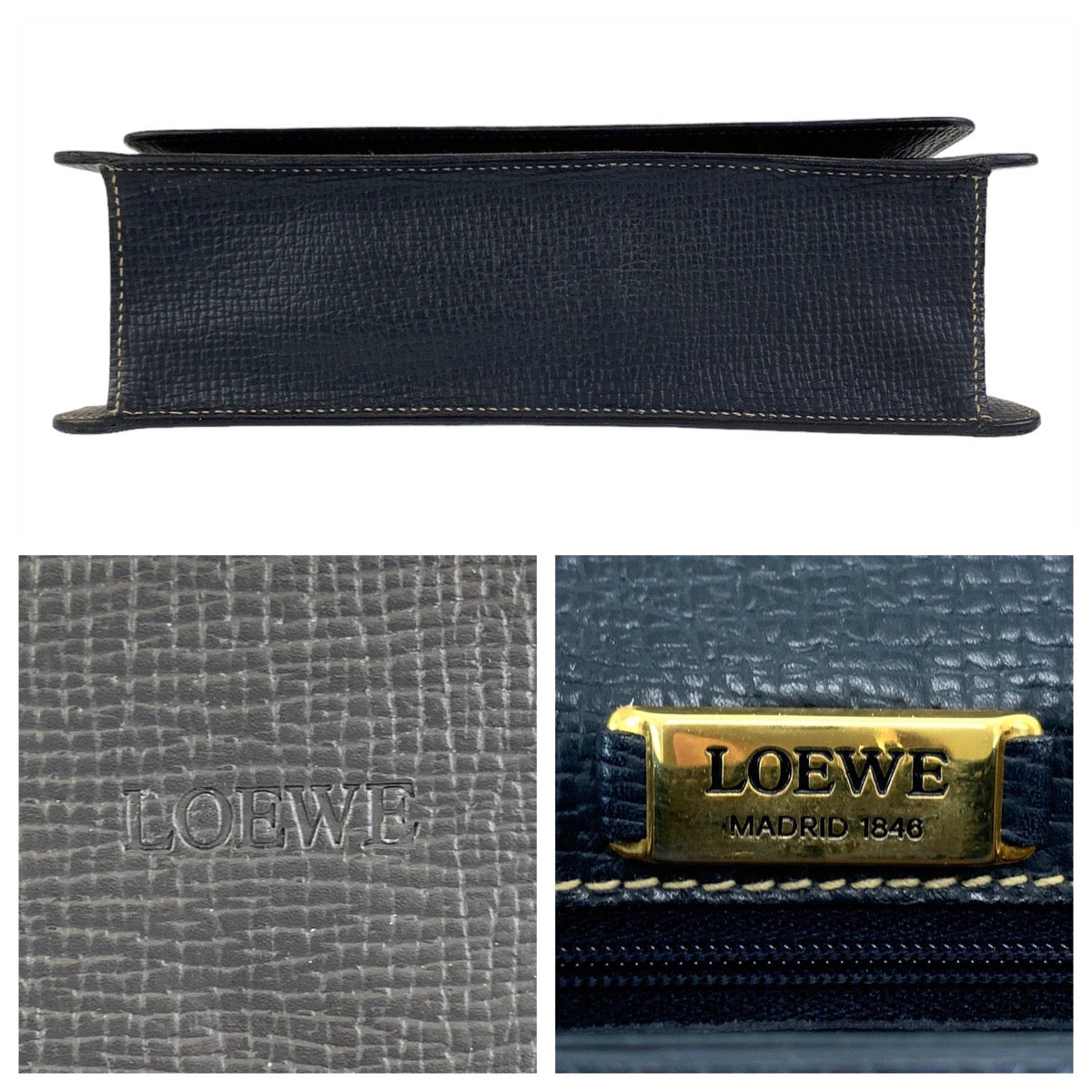 17992
LOEWE ロエベ ヴィンテージ バルセロナ ネイビー レザー ハンドバッグ  レディース AB40
