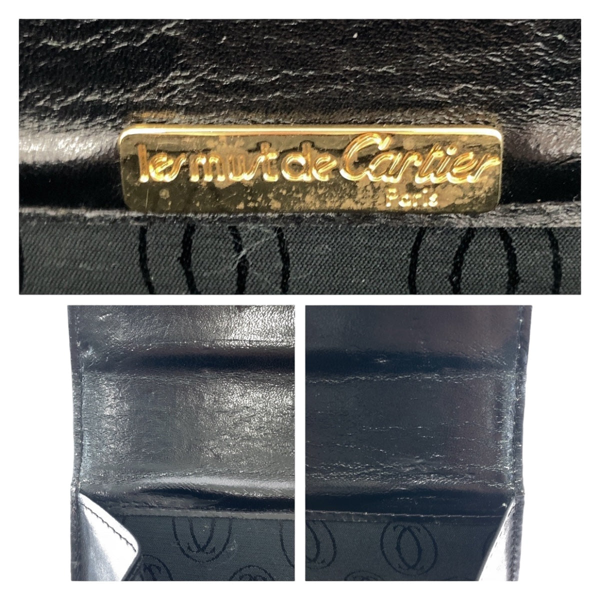 12126
CARTIER カルティエ ヴィンテージ マストライン ブラック ゴールド金具 カーフ クラッチバッグ セカンドバッグ 男女兼用  メンズ