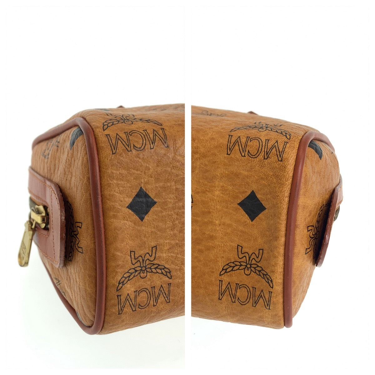 12125
MCM エム シー エム ヴィンテージ ロゴグラム コニャック ブラウン ゴールド金具 レザー HK362 ショルダーバッグ ミニボストンバッグ ハンドバッグ 2way  レディース A28