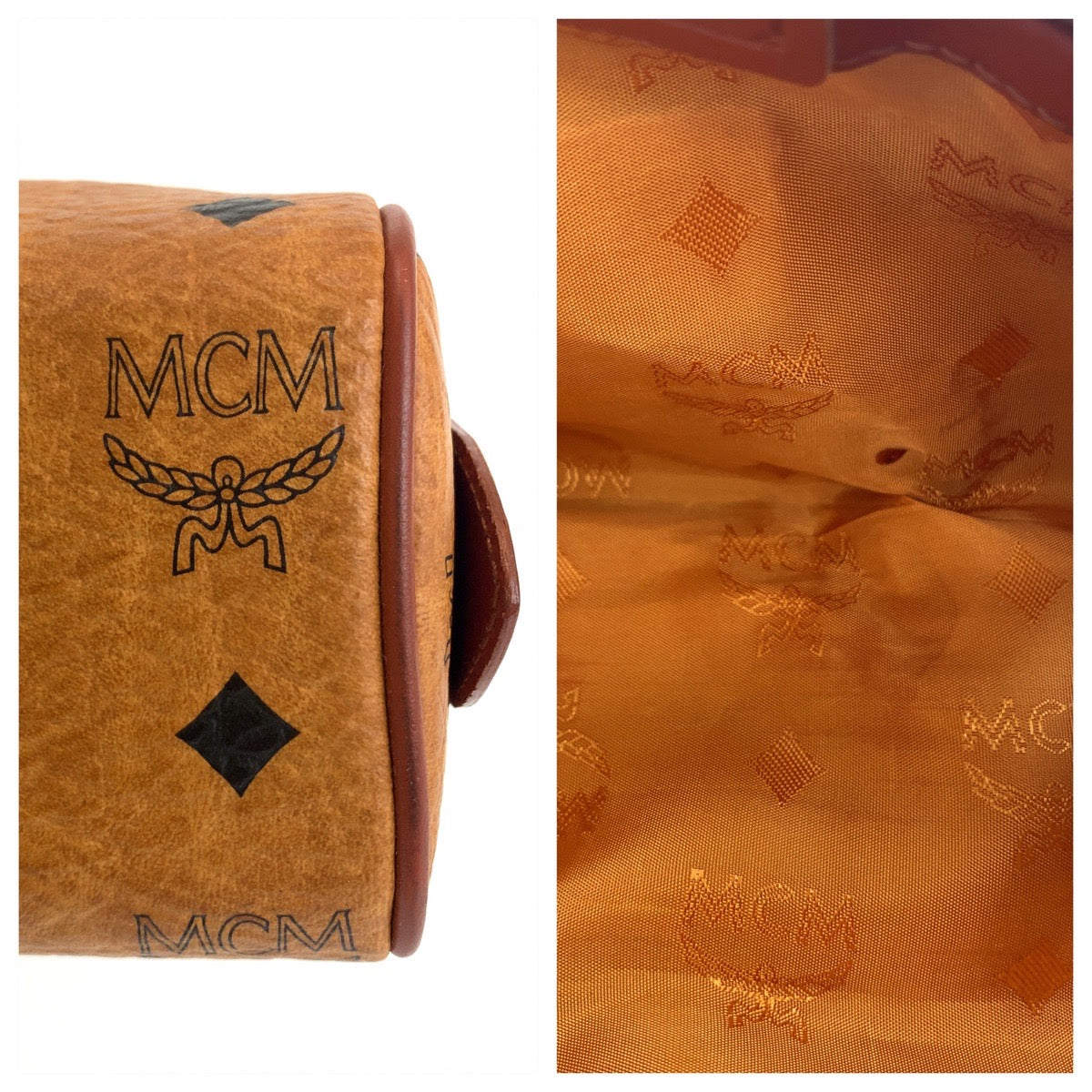 12125
MCM エム シー エム ヴィンテージ ロゴグラム コニャック ブラウン ゴールド金具 レザー HK362 ショルダーバッグ ミニボストンバッグ ハンドバッグ 2way  レディース A28