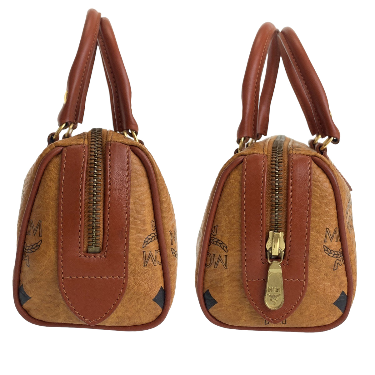 12125
MCM エム シー エム ヴィンテージ ロゴグラム コニャック ブラウン ゴールド金具 レザー HK362 ショルダーバッグ ミニボストンバッグ ハンドバッグ 2way  レディース A28
