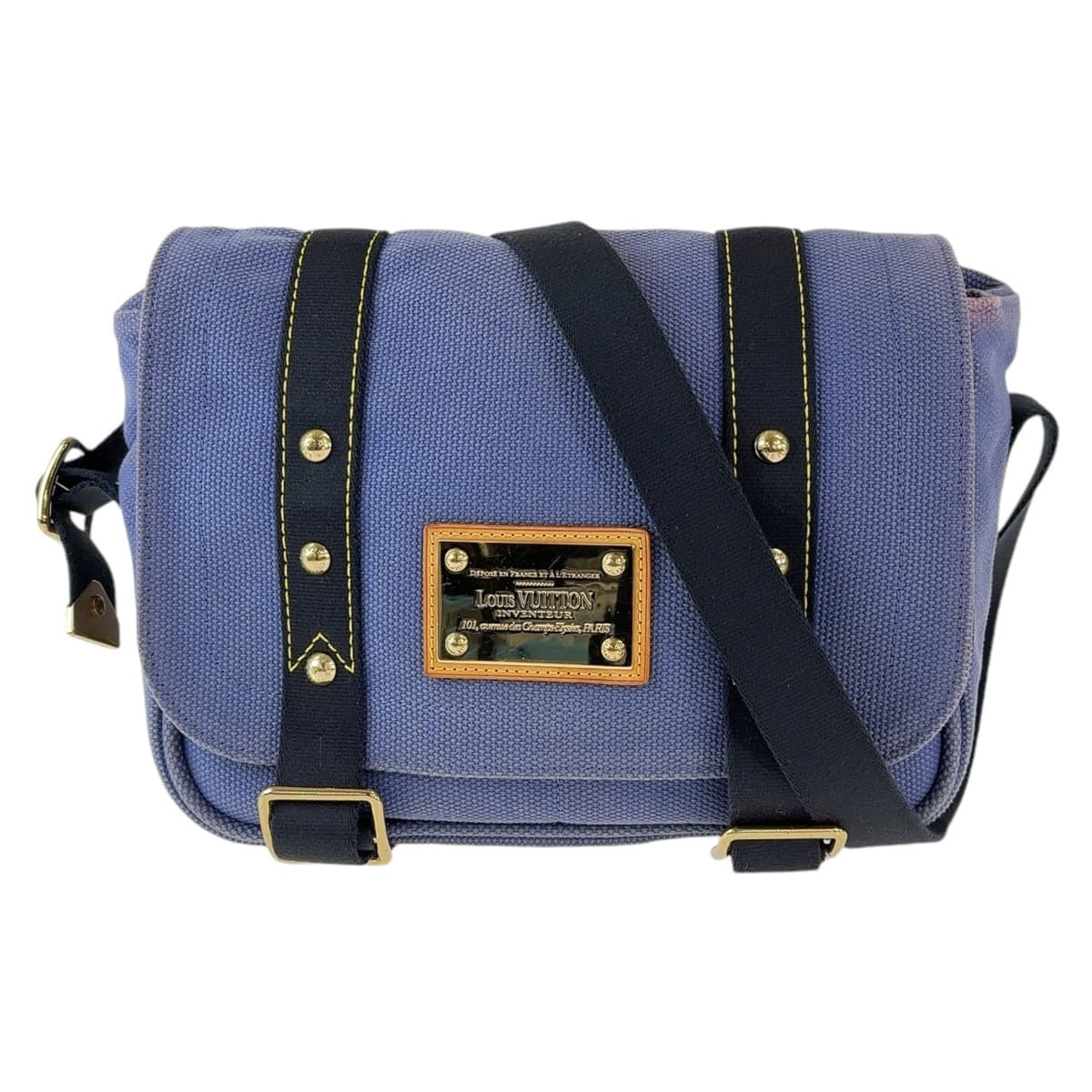 12124
LOUIS VUITTON ルイヴィトン アンティグア ブザスPM ブルー ゴールド金具 キャンバス M40073 斜め掛け ショルダーバッグ 男女兼用  レディース