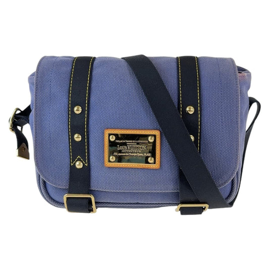 12124
LOUIS VUITTON ルイヴィトン アンティグア ブザスPM ブルー ゴールド金具 キャンバス M40073 斜め掛け ショルダーバッグ 男女兼用  レディース