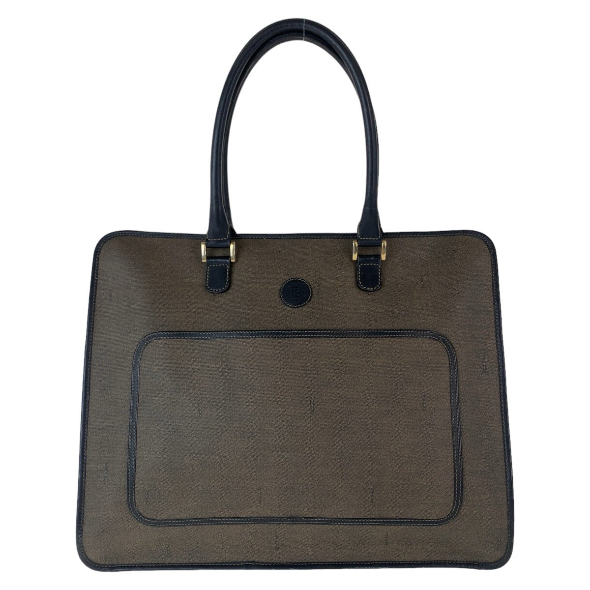 FENDI フェンディ ブラウン ゴールド金具 PVC / レザー ビジネスバッグ トートバッグ A4対応 レディース AB27