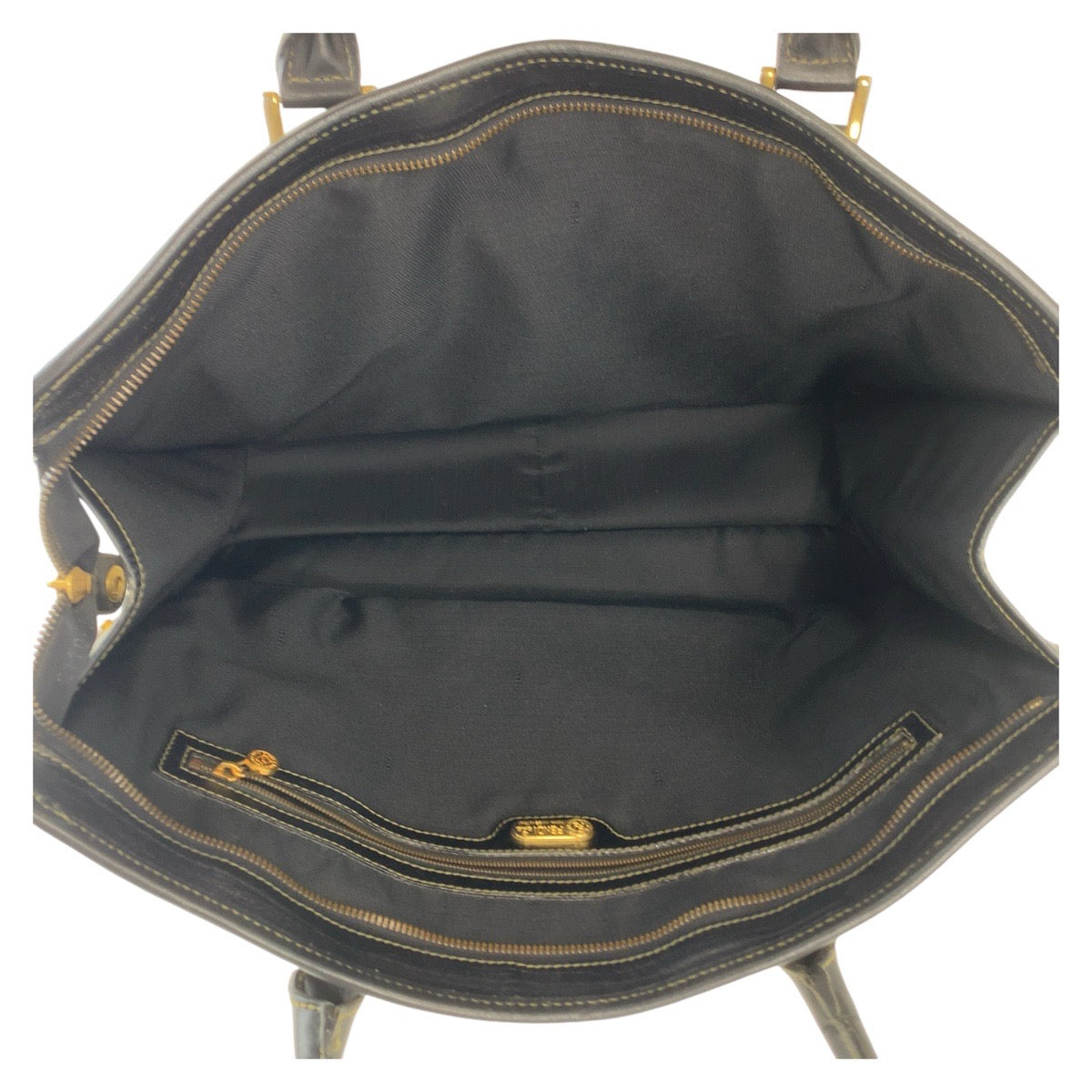 FENDI フェンディ ブラウン ゴールド金具 PVC / レザー ビジネスバッグ トートバッグ A4対応 レディース AB27