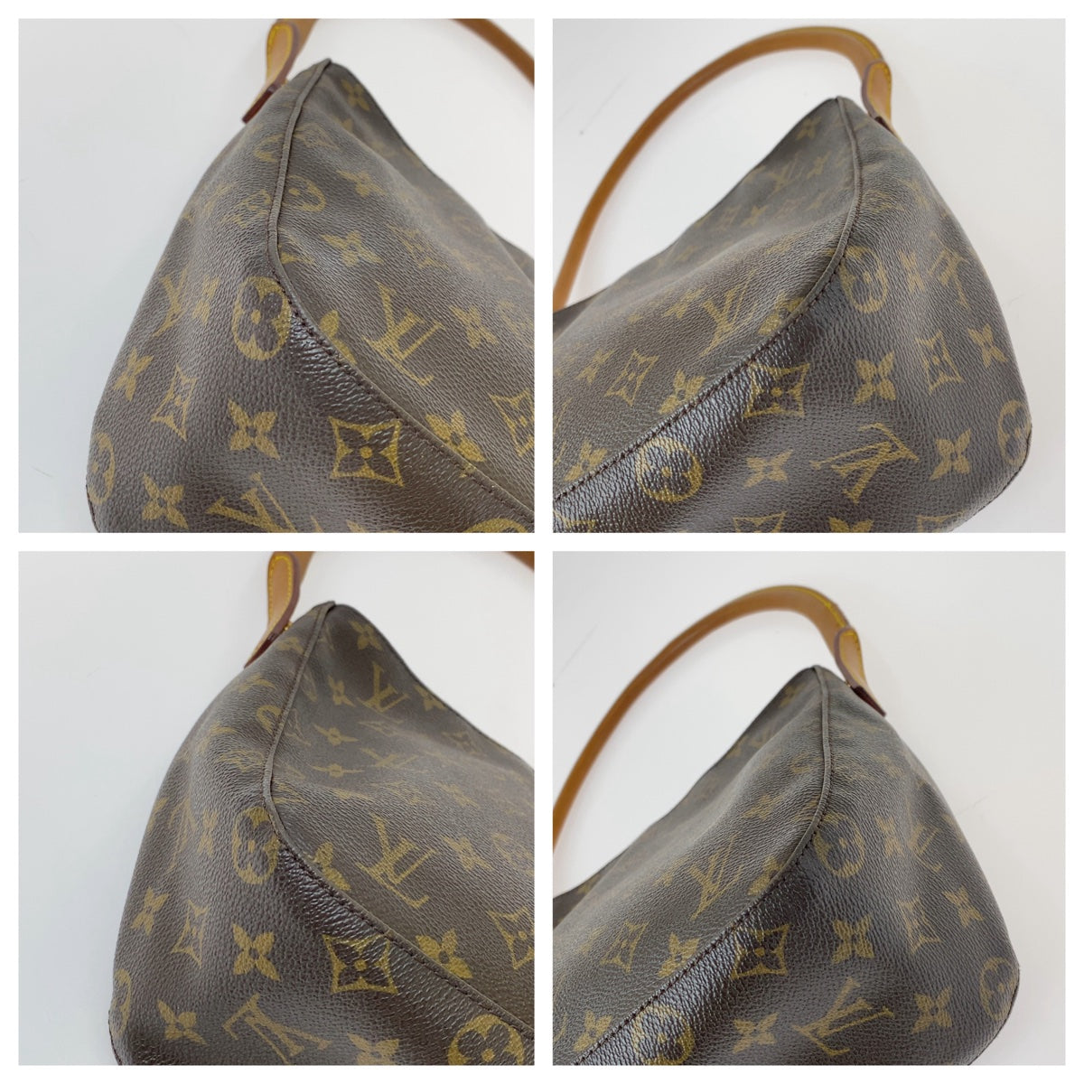 12122
LOUIS VUITTON ルイヴィトン モノグラム ルーピングMM ブラウン ベージュ ゴールド金具 PVC / レザー M51146 ショルダーバッグ  レディース