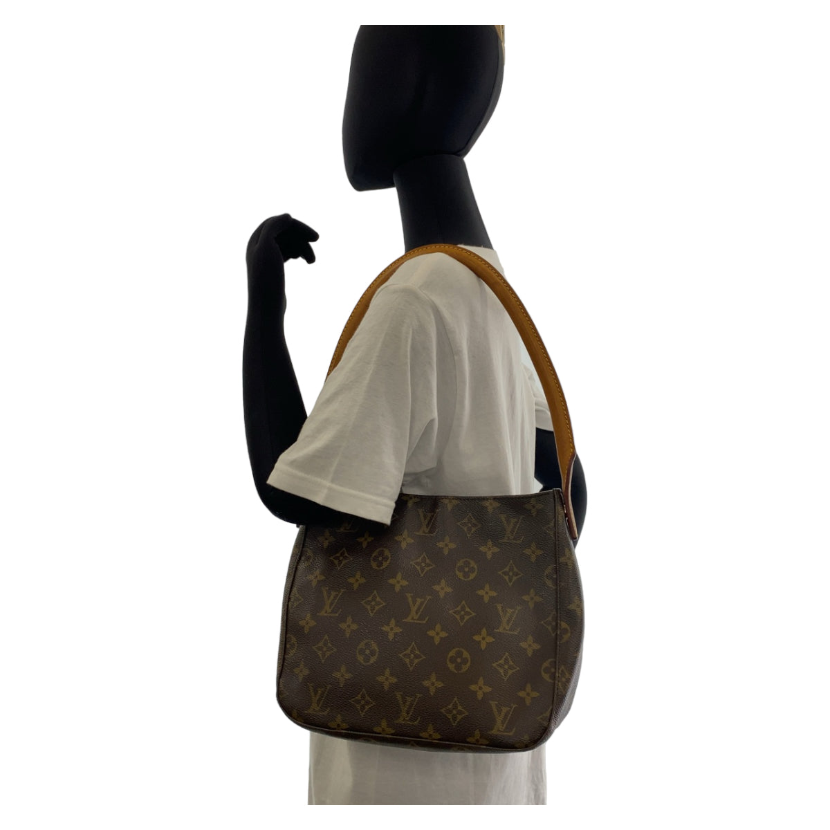 12122
LOUIS VUITTON ルイヴィトン モノグラム ルーピングMM ブラウン ベージュ ゴールド金具 PVC / レザー M51146 ショルダーバッグ  レディース