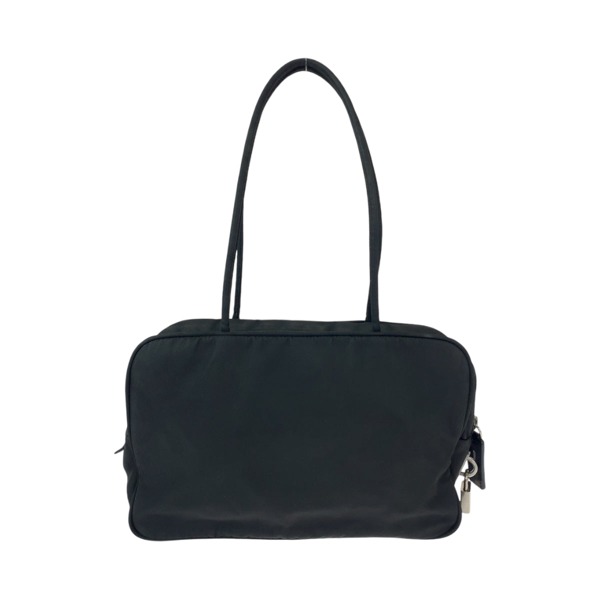 PRADA Prada Tessuto Triangle Logo Plate Black Silver Hardware Nylon Shoulder Bag for Women