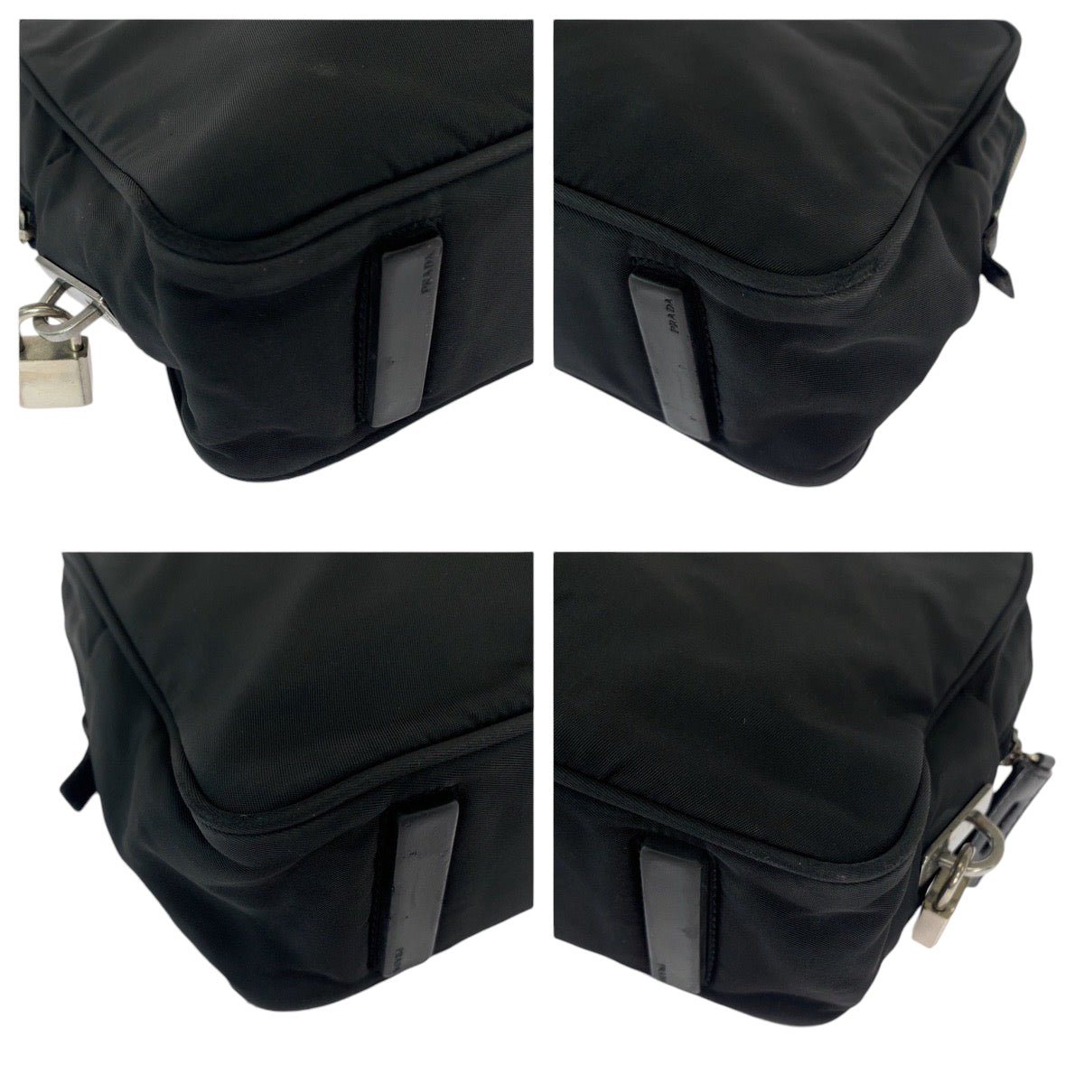 PRADA Prada Tessuto Triangle Logo Plate Black Silver Hardware Nylon Shoulder Bag for Women