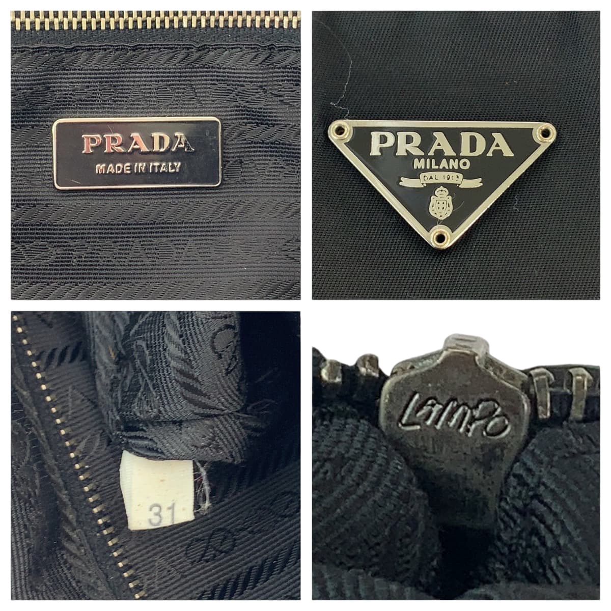 PRADA Prada Tessuto Triangle Logo Plate Black Silver Hardware Nylon Shoulder Bag for Women