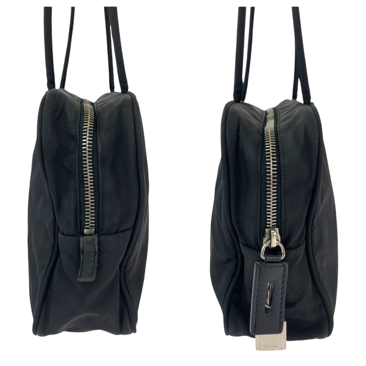PRADA Prada Tessuto Triangle Logo Plate Black Silver Hardware Nylon Shoulder Bag for Women