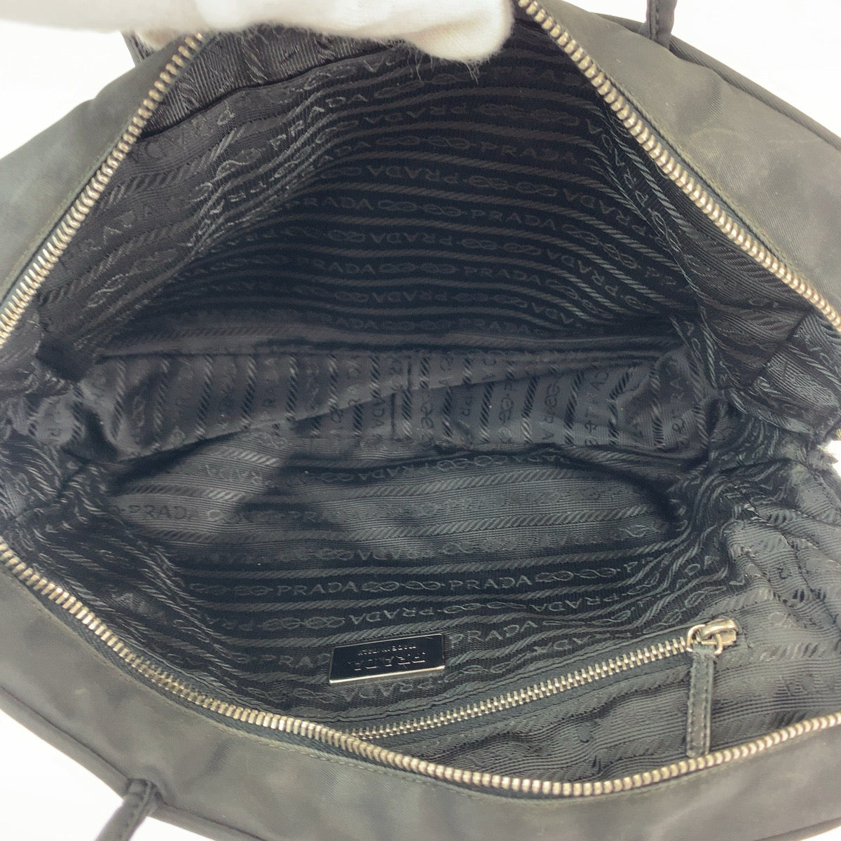 PRADA Prada Tessuto Triangle Logo Plate Black Silver Hardware Nylon Shoulder Bag for Women