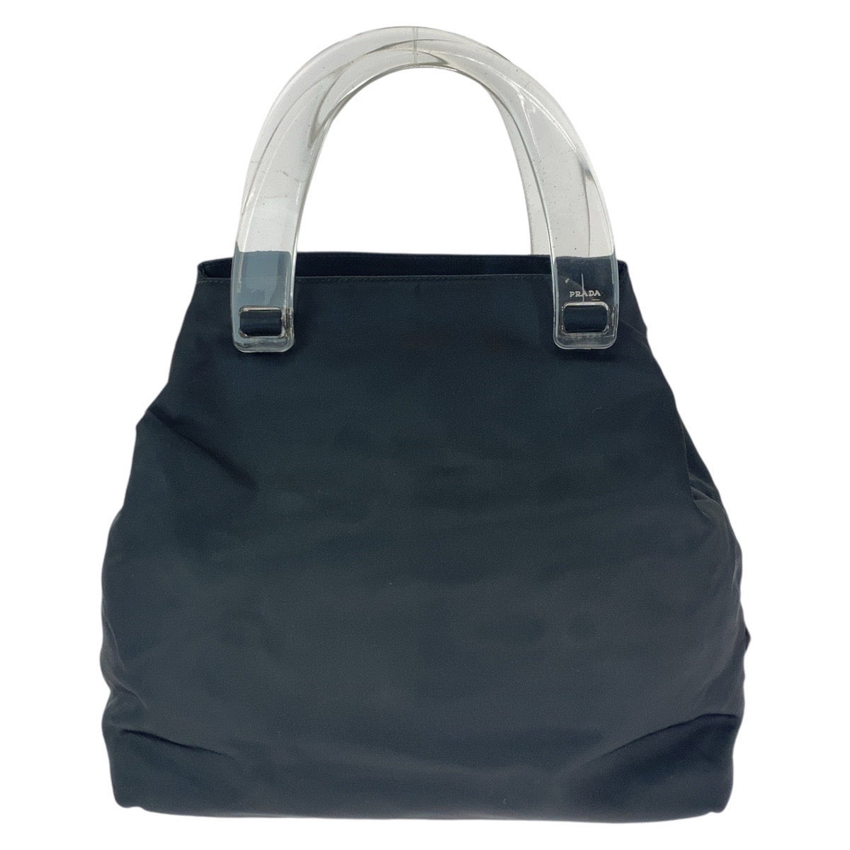 18004
PRADA Tessuto Triangle Logo Plate Black Silver Hardware Nylon / Plastic Tote Bag Handbag Ladies ABP38