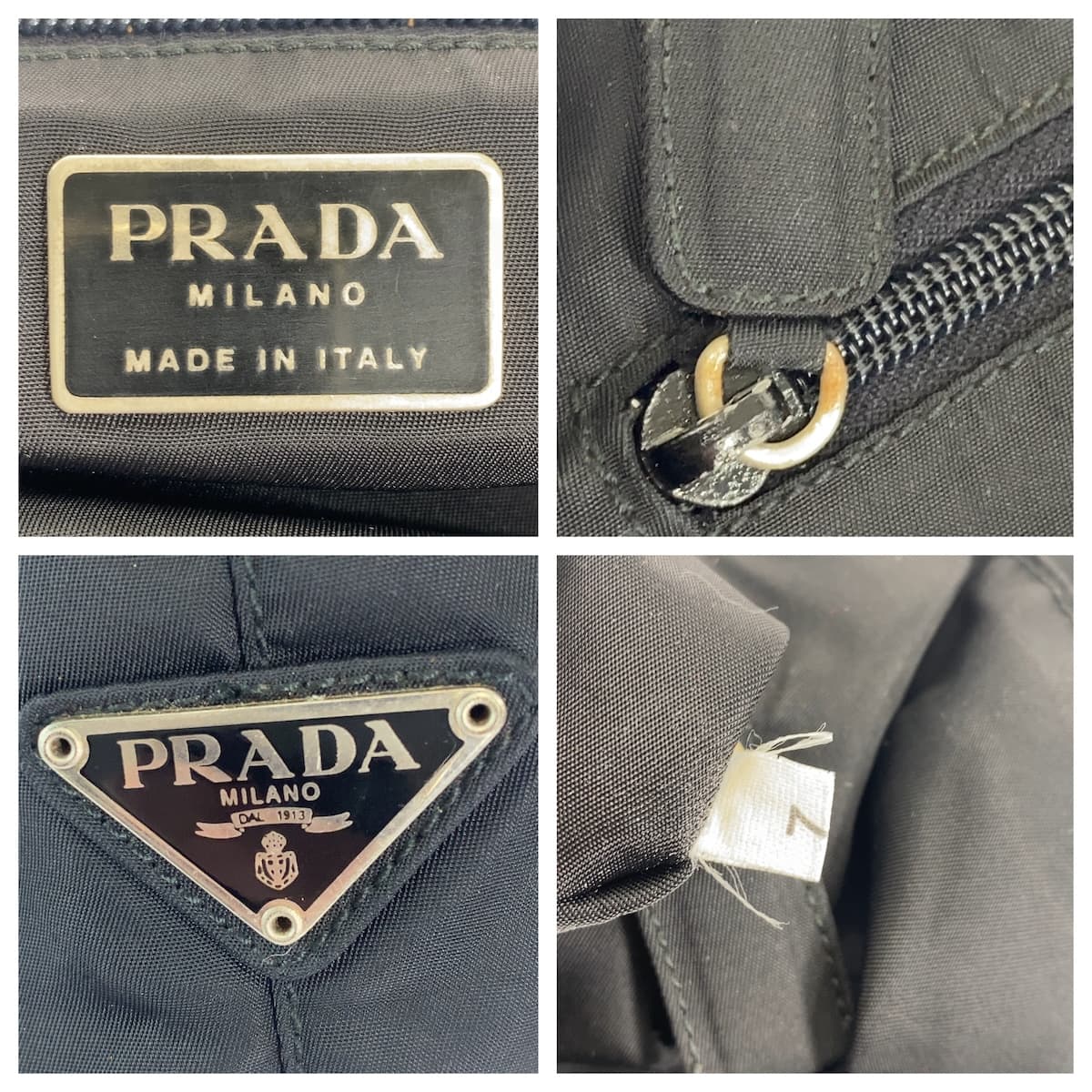 18004
PRADA Tessuto Triangle Logo Plate Black Silver Hardware Nylon / Plastic Tote Bag Handbag Ladies ABP38