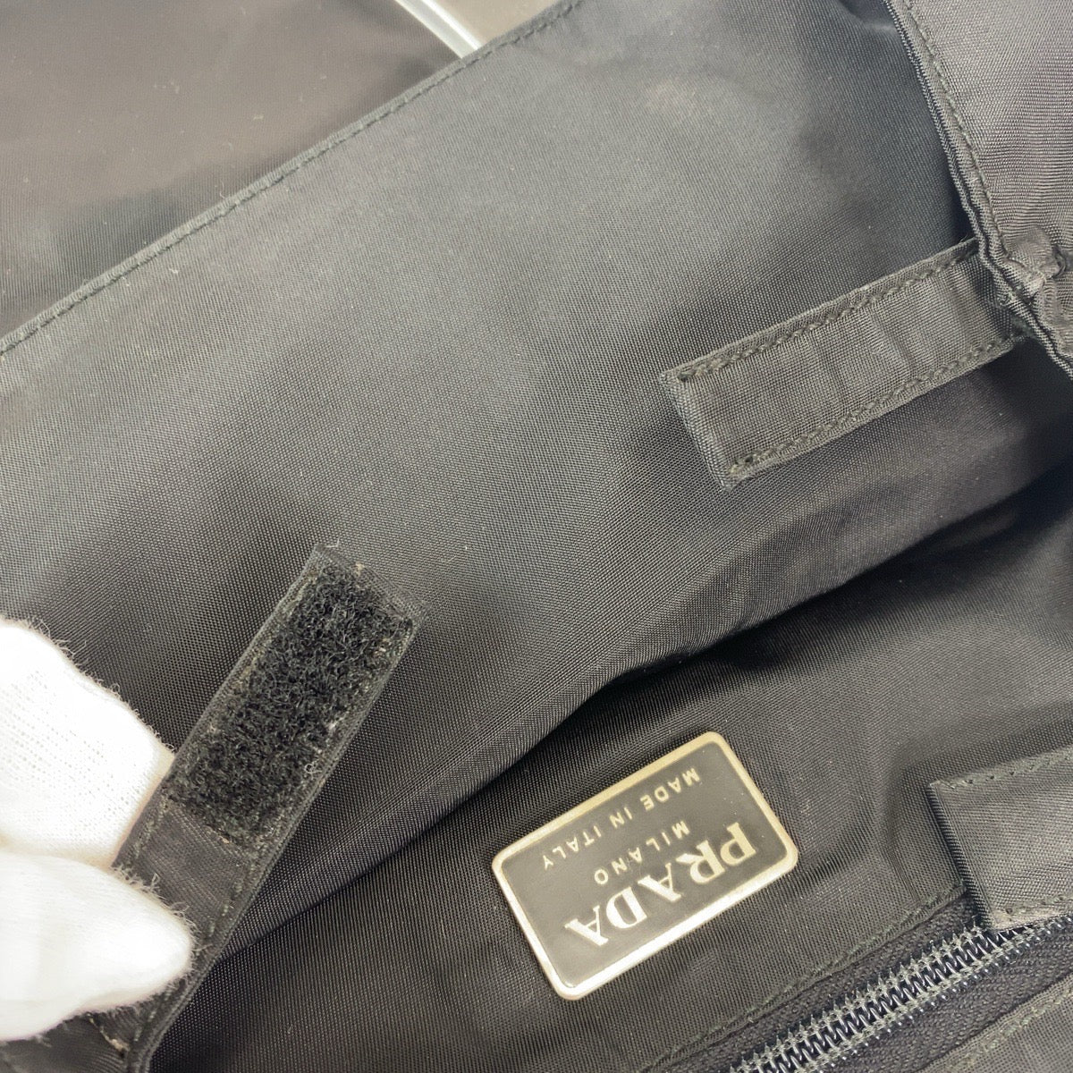 18004
PRADA Tessuto Triangle Logo Plate Black Silver Hardware Nylon / Plastic Tote Bag Handbag Ladies ABP38