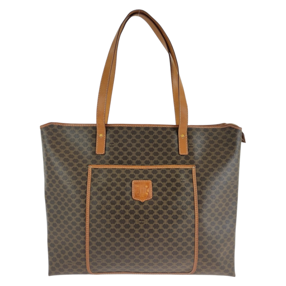 12110
CELINE セリーヌ ヴィンテージ マカダム PVC / レザー トートバッグ ショルダーバッグ A4収納 男女兼用  レディース