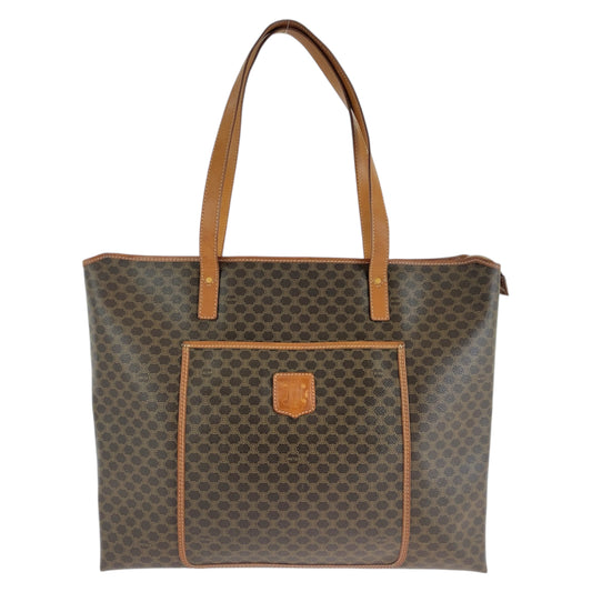 12110
CELINE セリーヌ ヴィンテージ マカダム PVC / レザー トートバッグ ショルダーバッグ A4収納 男女兼用  レディース