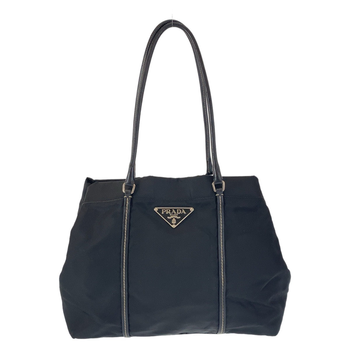 12106
PRADA プラダ テスート 三角ロゴプレート ブラック 黒 シルバー金具 ナイロン / レザー トートバッグ ショルダーバッグ  レディース