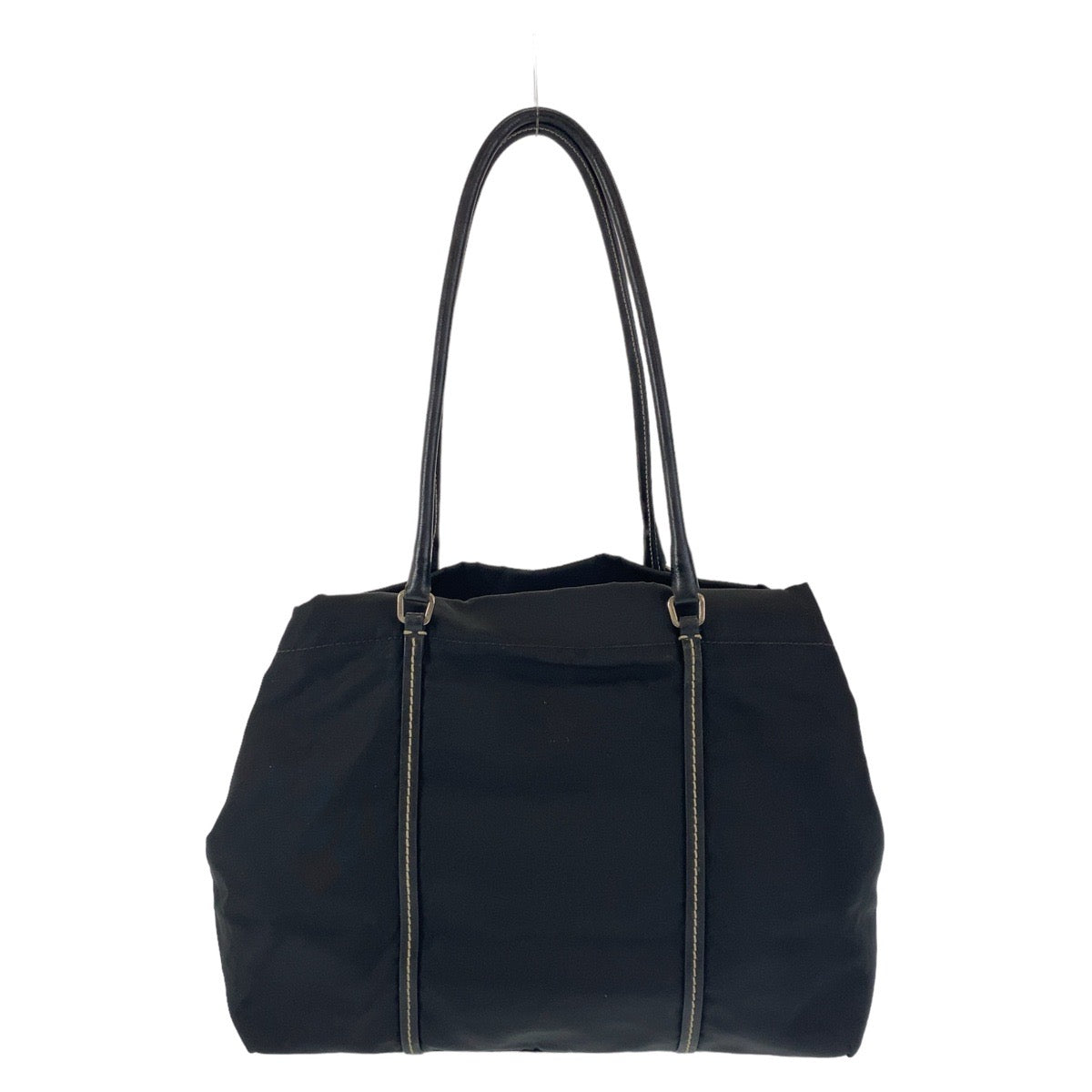 12106
PRADA プラダ テスート 三角ロゴプレート ブラック 黒 シルバー金具 ナイロン / レザー トートバッグ ショルダーバッグ  レディース