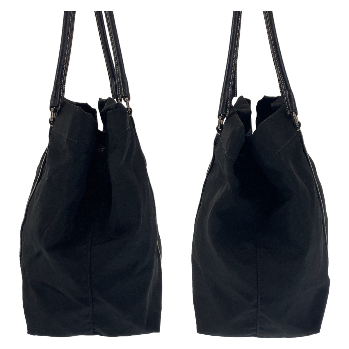12106
PRADA プラダ テスート 三角ロゴプレート ブラック 黒 シルバー金具 ナイロン / レザー トートバッグ ショルダーバッグ  レディース