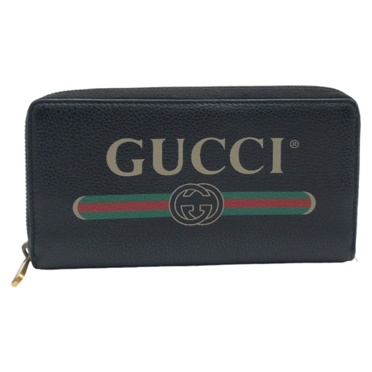 12921
GUCCI グッチ 男女兼用 ブラック 黒 ゴールド金具 レザー 長財布 ラウンドファスナー  メンズ
