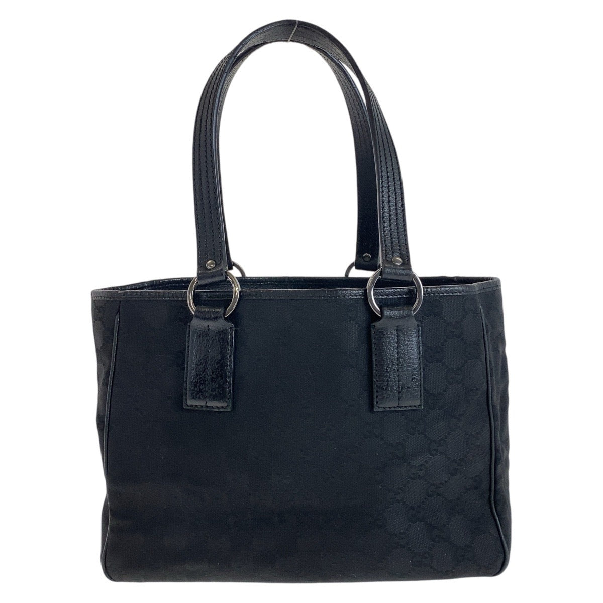 12105
GUCCI グッチ ブラック 黒 シルバー金具 GGキャンバス / レザー 113019 トートバッグ ハンドバッグ  レディース AB32