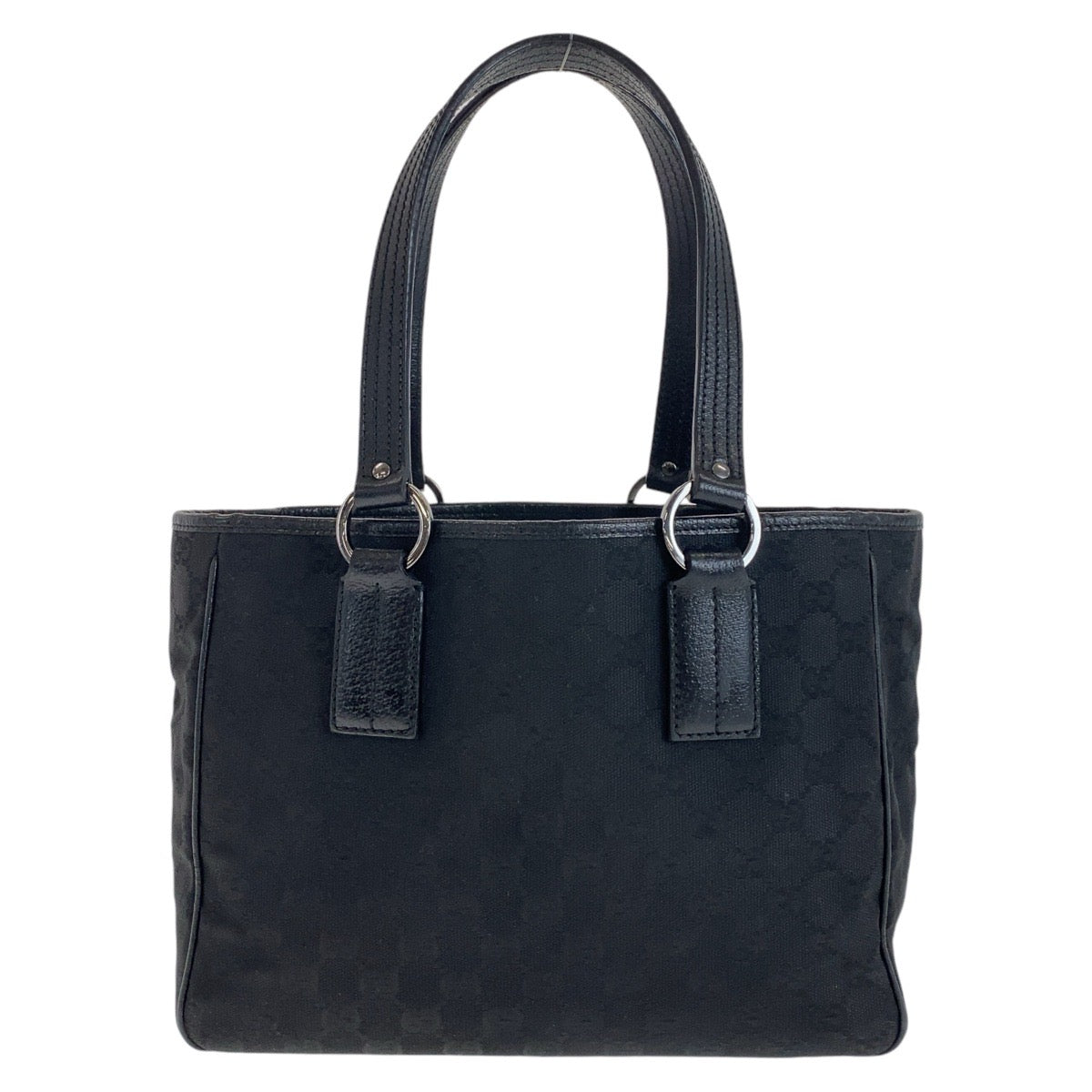 12105
GUCCI グッチ ブラック 黒 シルバー金具 GGキャンバス / レザー 113019 トートバッグ ハンドバッグ  レディース AB32