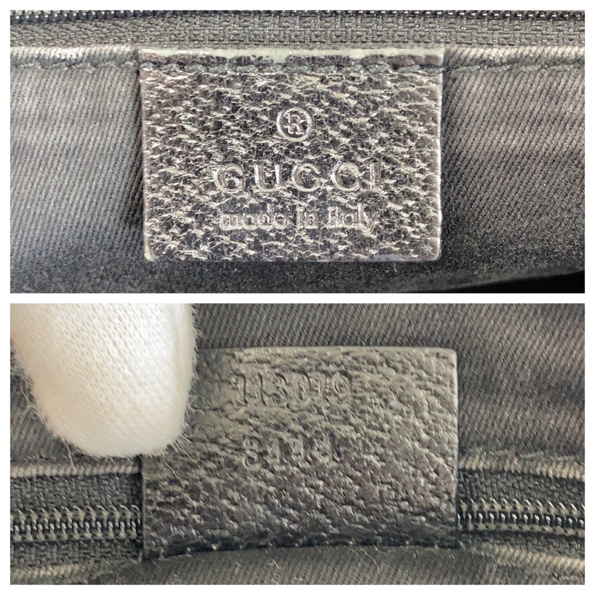 12105
GUCCI グッチ ブラック 黒 シルバー金具 GGキャンバス / レザー 113019 トートバッグ ハンドバッグ  レディース AB32