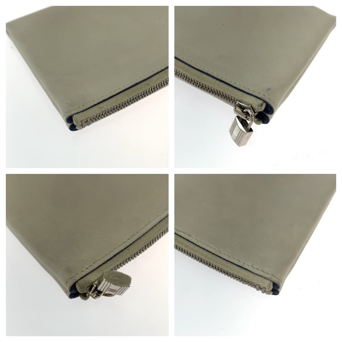 12227
HERMES エルメス アトゥーPM ライトグレー シルバー金具 レザー コインケース コンパクトウォレット D刻印  レディース
