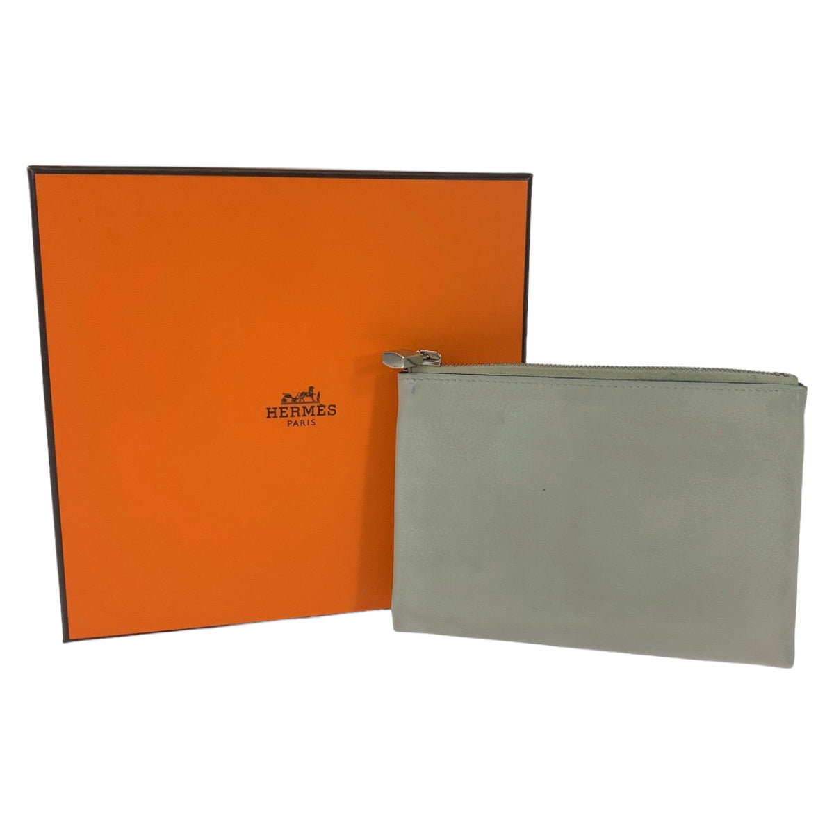 12227
HERMES エルメス アトゥーPM ライトグレー シルバー金具 レザー コインケース コンパクトウォレット D刻印  レディース