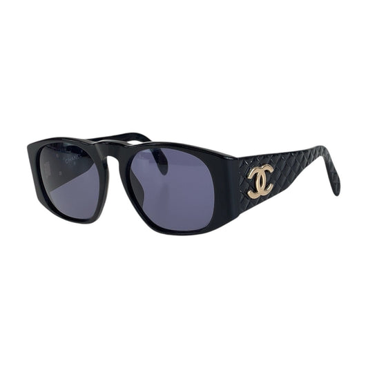 CHANEL シャネル ヴィンテージ マトラッセ ココマーク ブラック 黒 ゴールド金具 プラスチック 01450 94305 サングラス ウェリントン  レディース