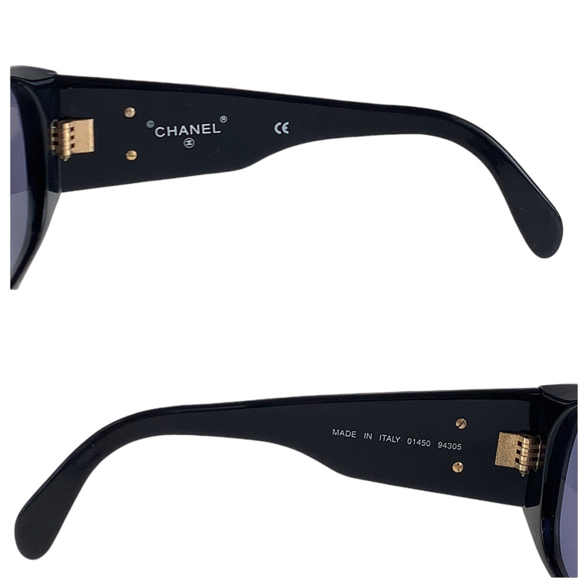 CHANEL シャネル ヴィンテージ マトラッセ ココマーク ブラック 黒 ゴールド金具 プラスチック 01450 94305 サングラス ウェリントン  レディース