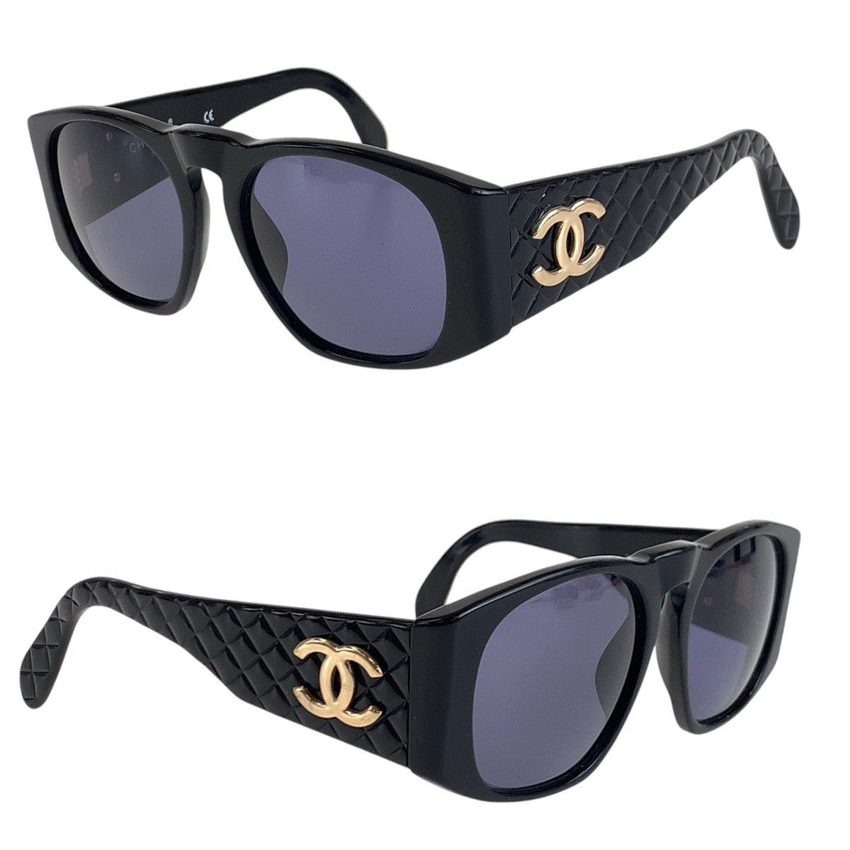 CHANEL シャネル ヴィンテージ マトラッセ ココマーク ブラック 黒 ゴールド金具 プラスチック 01450 94305 サングラス ウェリントン  レディース