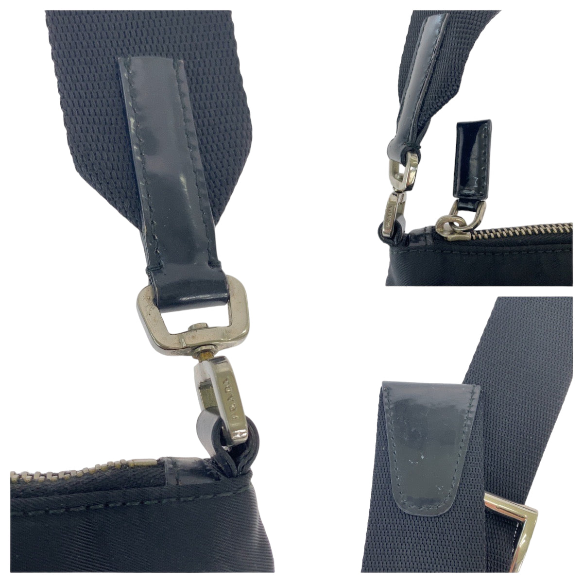 12098
PRADA プラダ テスート 三角ロゴプレート 男女兼用 ブラック 黒 シルバー金具 ナイロン BT0332 斜め掛け ショルダーバッグ ポシェット  レディース