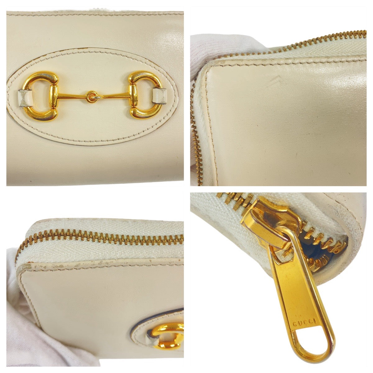 18019
GUCCI グッチ ホースビット オフホワイト ゴールド金具 レザー 621889 長財布 ラウンドジップ レディース ABP18