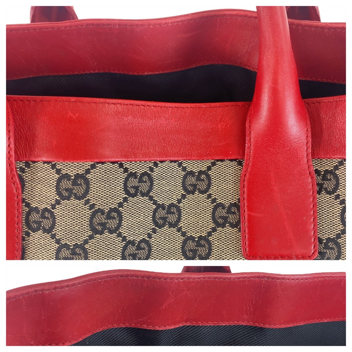 GUCCI グッチ GG柄 レッド グレー  GGキャンバス / レザー 002 1121 トートバッグ  レディース