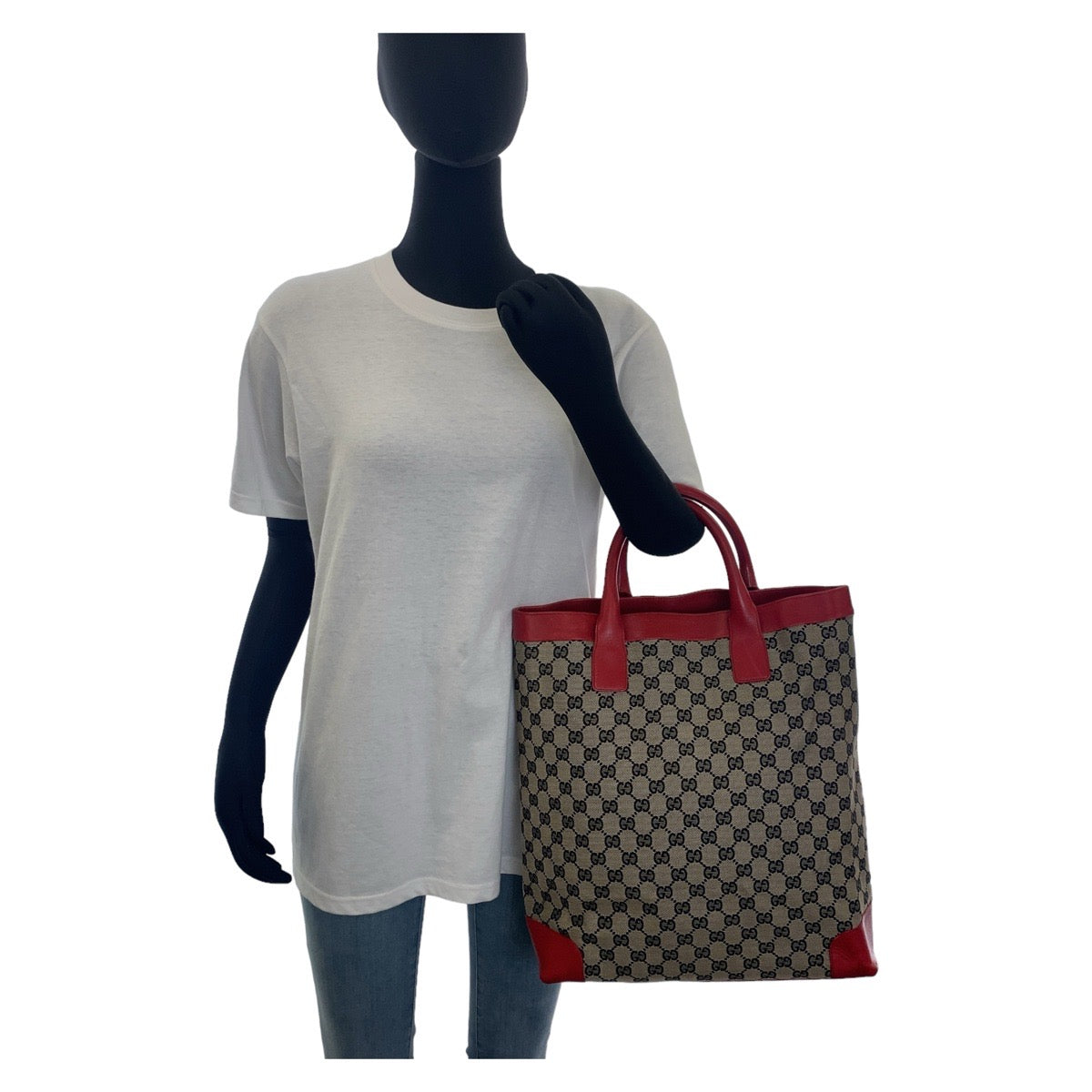 GUCCI グッチ GG柄 レッド グレー  GGキャンバス / レザー 002 1121 トートバッグ  レディース