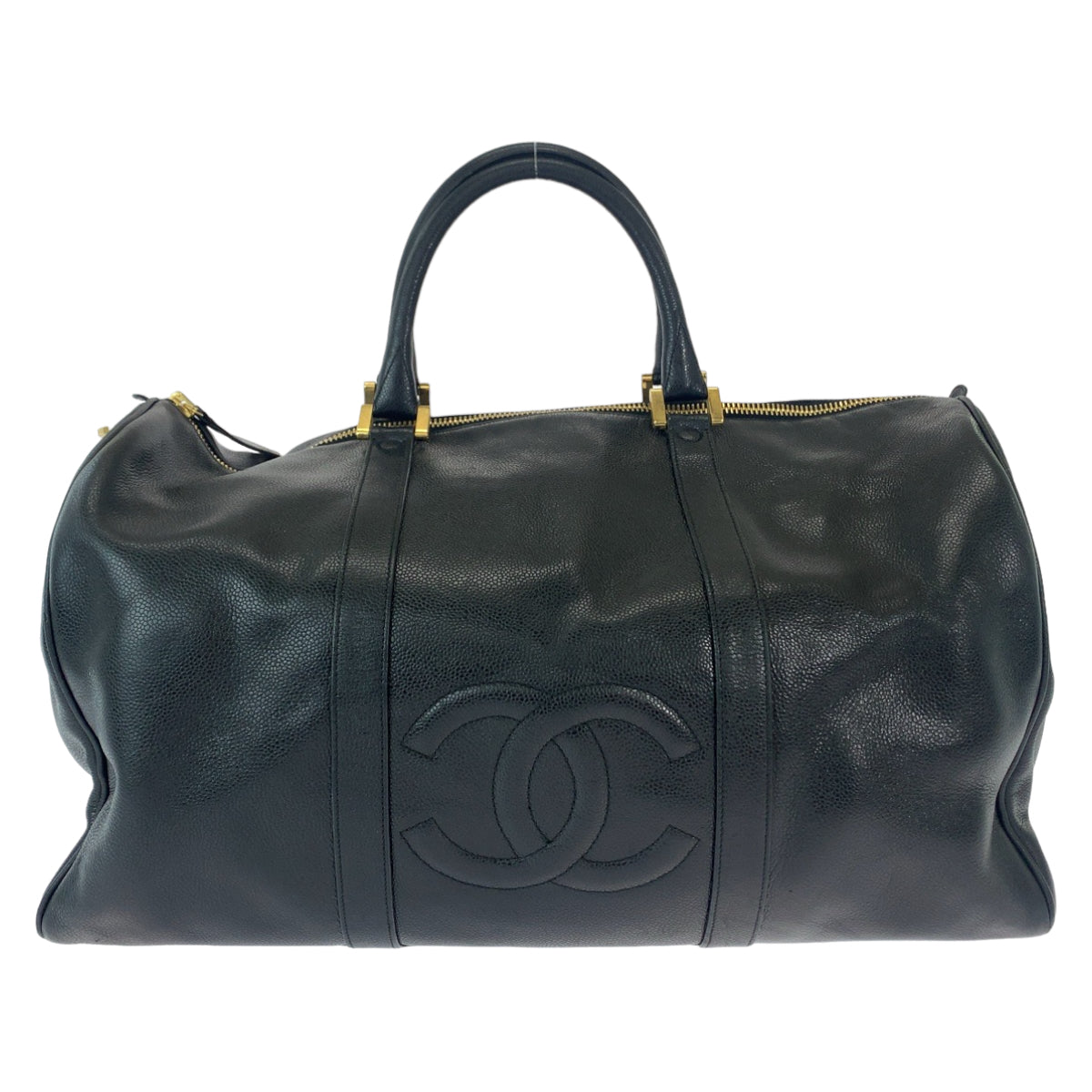 12090
CHANEL シャネル ヴィンテージ ココマーク ブラック 黒 ゴールド金具 キャビアスキン ボストンバッグ ハンドバッグ  レディース ABP140