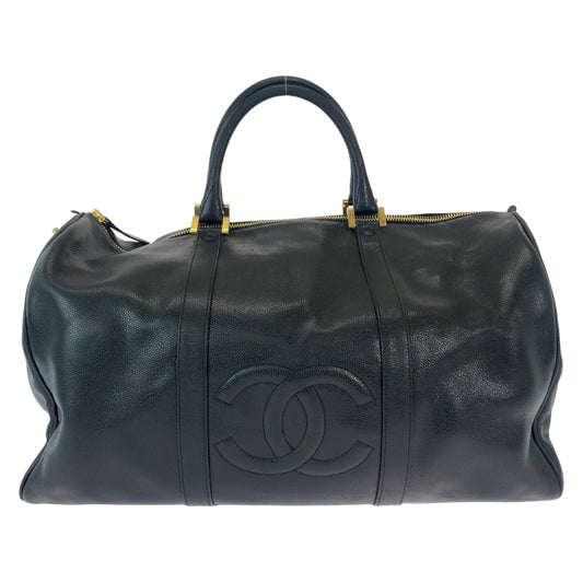 12090
CHANEL シャネル ヴィンテージ ココマーク ブラック 黒 ゴールド金具 キャビアスキン ボストンバッグ ハンドバッグ  レディース ABP140