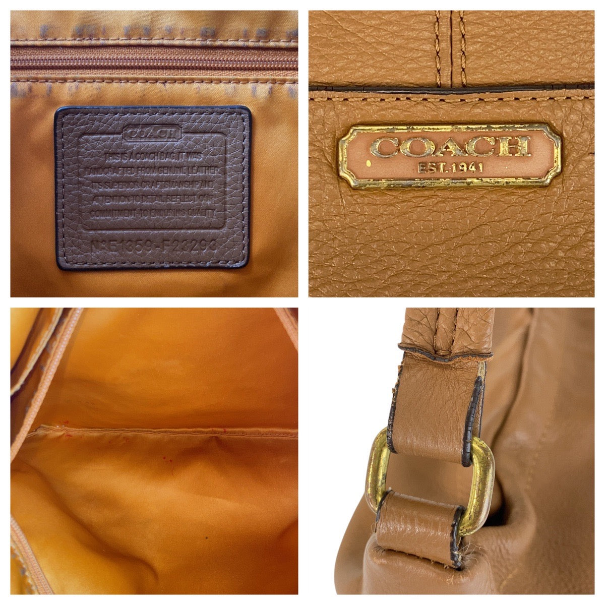 23759
COACH コーチ ホーボー ブラウン ゴールド金具 レザー E1359-F23293 ショルダーバッグ レディース AB5