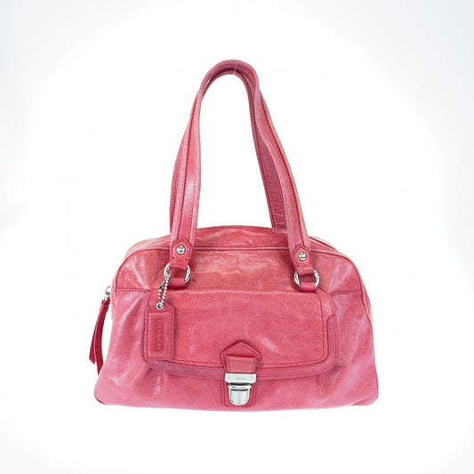 COACH コーチ ピンク シルバー金具 レザー ハンドバッグ  レディース